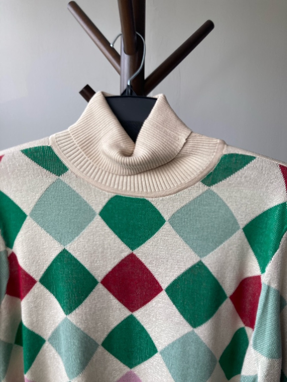 Retrology turtleneck geometric diamond print lightweight sweater 2X - Picture 5 of 16